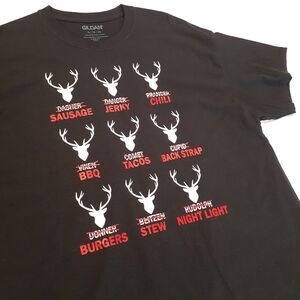 Funny Reindeer Names Hunter Meat Christmas Men's XL Short Sleeve T-shirt‎ Black